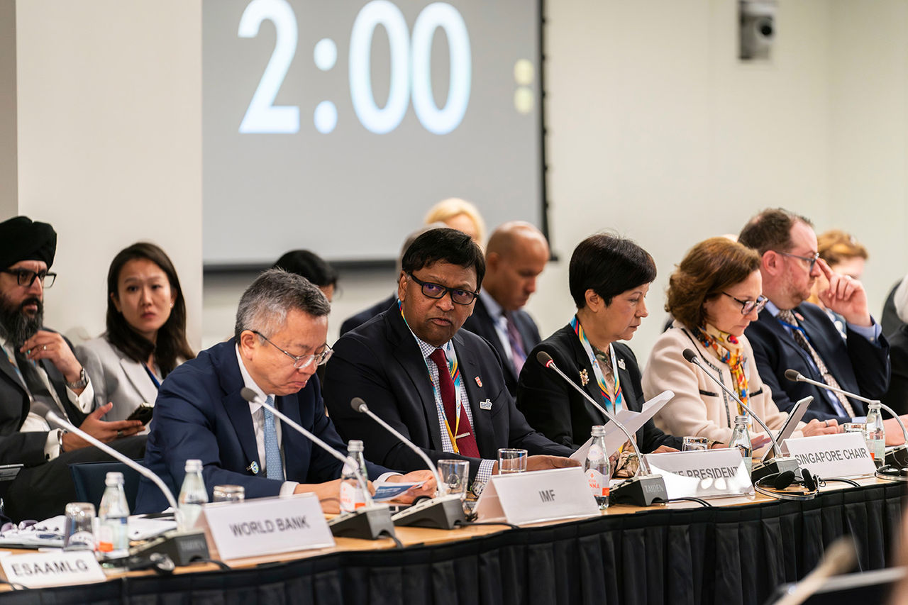 President of the Financial Action Task Force Raja Kumar speaks at the Financial Action Task Force Meeting during the 2024 Spring Meetings of the World Bank Group and International Monetary Fund in Washington, DC, April 18, 2024.

IMF Photo / Tangyu Zhang