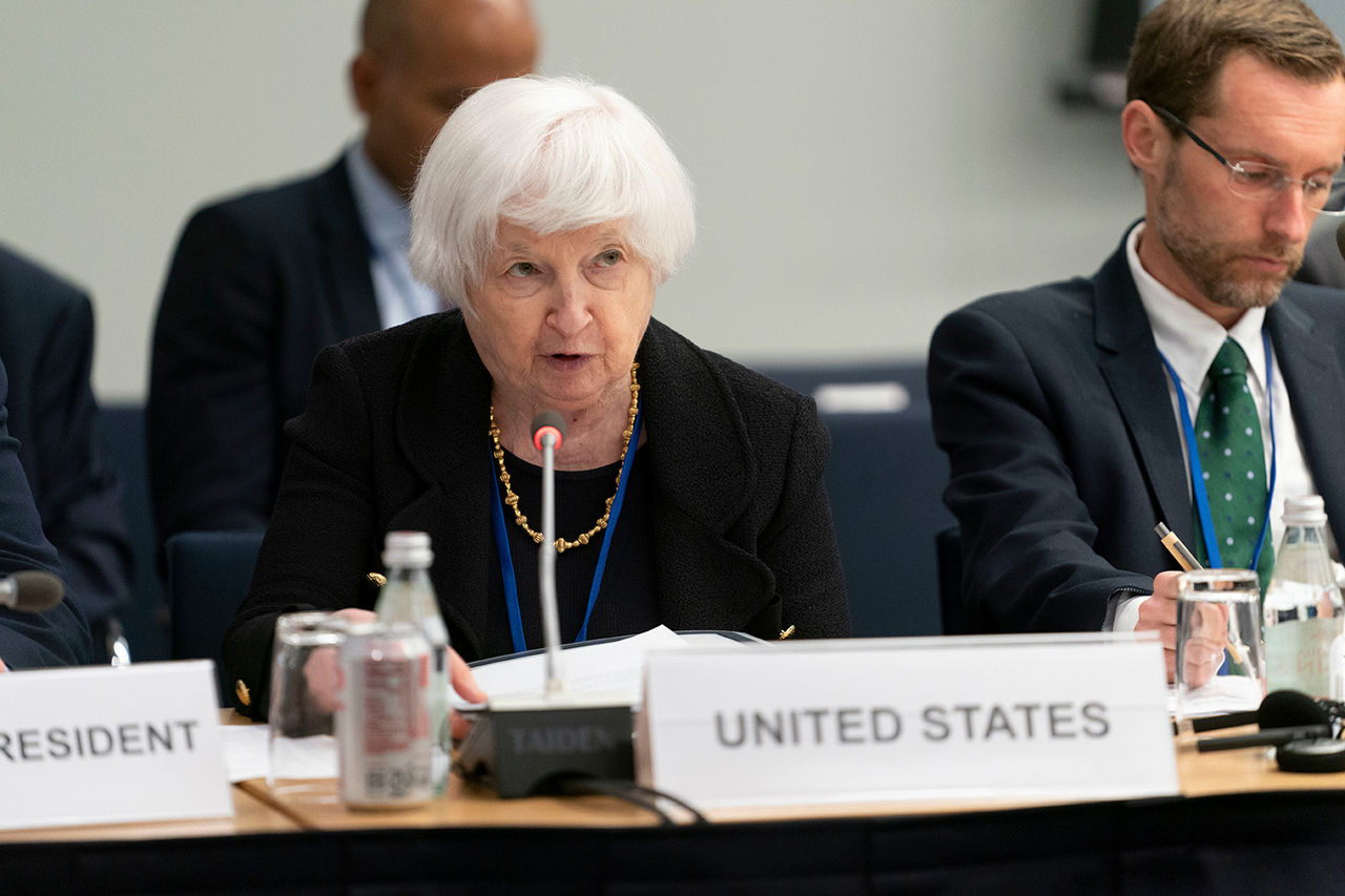 US Secretary of the Treasury Janet Yellen speaks at the Financial Action Task Force Meeting during the 2024 Spring Meetings of the World Bank Group and International Monetary Fund in Washington, DC, April 18, 2024.

IMF Photo / Tangyu Zhang