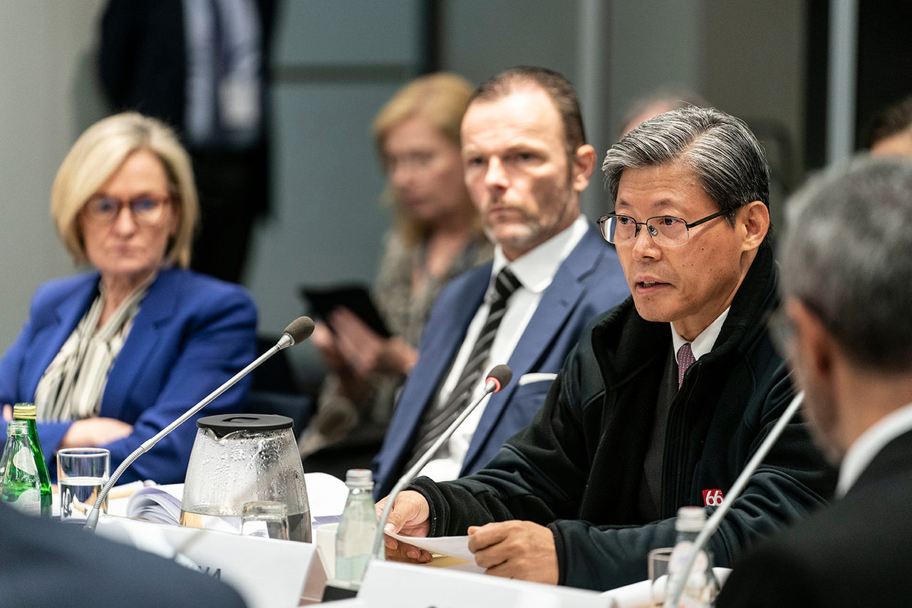 The Chinese representative speaks at the Financial Action Task Force Meeting during the 2024 Spring Meetings of the World Bank Group and International Monetary Fund in Washington, DC, April 18, 2024.

IMF Photo / Tangyu Zhang