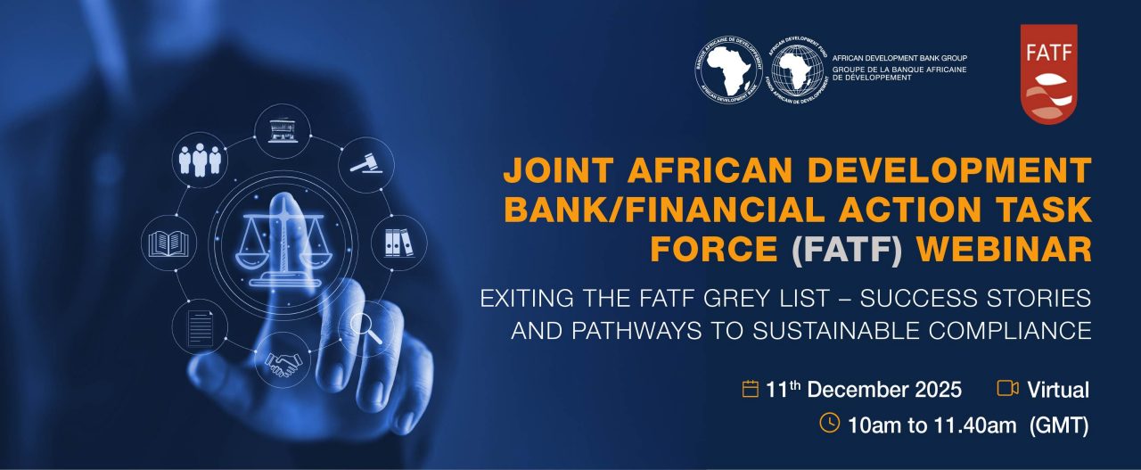 Banner highlighting Joint African Development Bank and Financial Action Task Force Webinar
