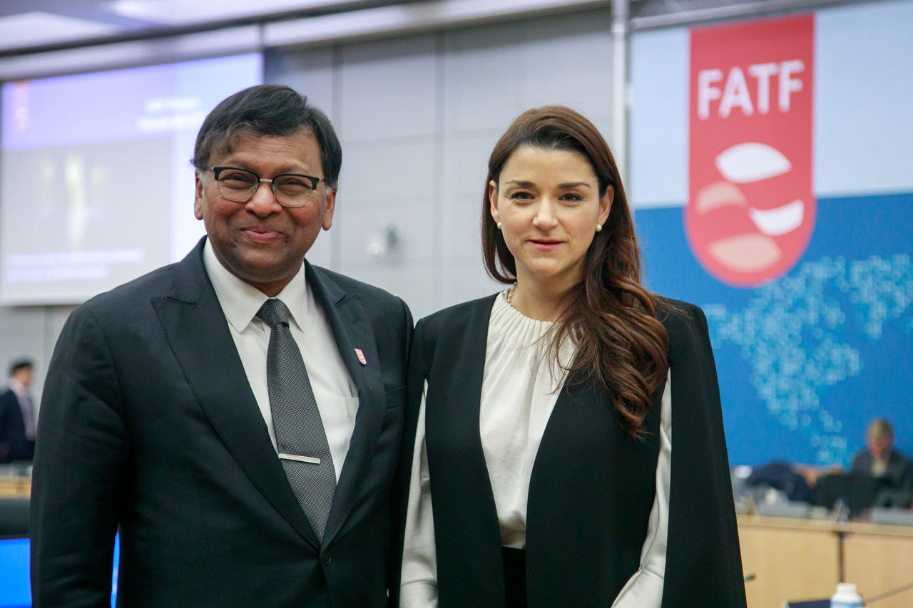 FATF President T. Raja Kumar with Elisa de Anda Madrazo, FATF President from 1 July 2024 for a fixed two-year term