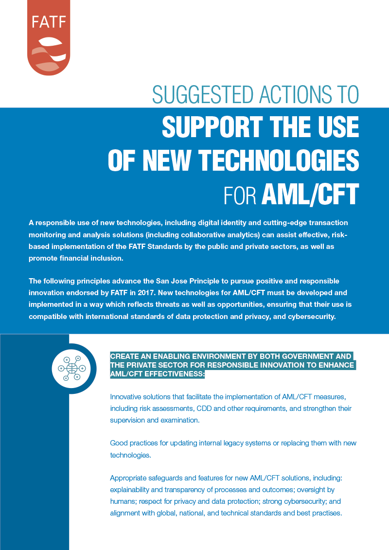 Suggested actions to support the use of new technologies for AML/CFT